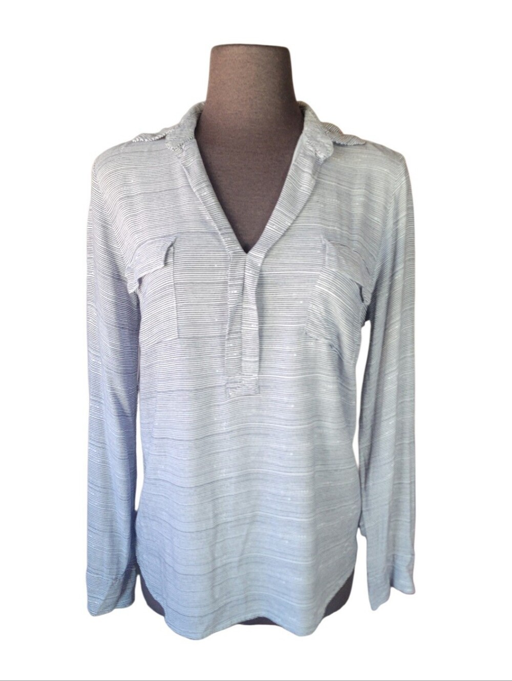 Splendid Striped Long-Sleeve V-Neck Women's Top